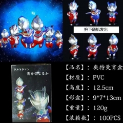 6PCS/SET 12CM Ultraman Cartoon PVC Anime Figure Doll Toy With Light