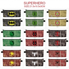 19 Styles Marvel Super Hero Cosplay Cartoon PU Colorful Anime Zipper Pencil Bag Box