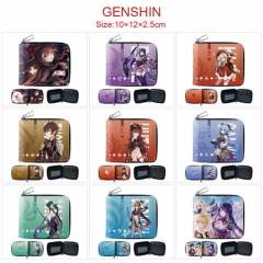 9 Styles Genshin Impact Cartoon Color Printing Coin Purse Anime Short Wallet
