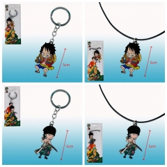 4 Styles One Piece Luffy Zoro Pendant Cartoon Anime Keychain Necklace
