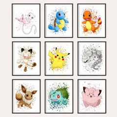 (No Frame)24 Styles Pokemon Color Printing Canvas Material Anime Poster