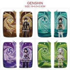 8 Styles Genshin Impact Cartoon Pattren Long Anime Zipper PU Wallet Purse
