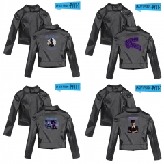 10 Styles Wednesday Addams Cosplay Digital Print Anime PU Leather Jacket