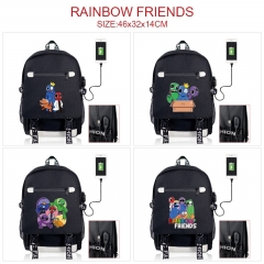 4 Styles Rainbow Friends Cartoon Pattern Anime Backpack Bag With USB Charging Cable