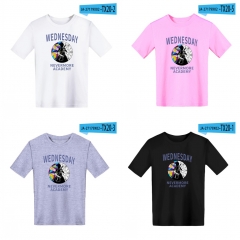 25 Styles Wednesday Addams 2D Digital Print Anime Short T Shirts For Kids
