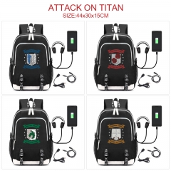 7 Styles Attack on Titan/Shingeki No Kyojin Cartoon Pattern Anime Backpack Bag With USB Charging Cable