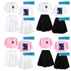 40 Styles Wednesday Addams 2D Digital Print Anime Short T-shirt and Skirt Suit