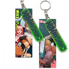 2 Styles Chainsaw Man Animation PVC Double-sided Anime Keychain