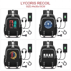 6 Styles Lycoris Recoil Cartoon Pattern Anime Backpack Bag With USB Charging Cable