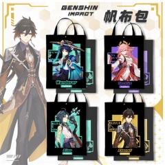 35 Styles Genshin Impact Cartoon Cosplay Decoration Cartoon Character Anime Canvas Shopping Bag