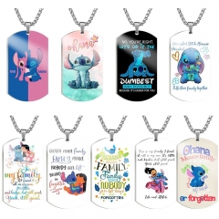 9 Styles Lilo & Stitch Cartoon Stainless Steel Dog Tag Anime Necklace