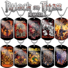 10 Styles Attack on Titan Cartoon Stainless Steel Dog Tag Anime Necklace