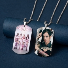 9 Styles K-POP BLACKPINK Stainless Steel Dog Tag Anime Necklace