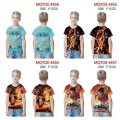 10 Styles One Piece Cartoon Pattern T Shirt For Child Kids Anime Short Shirt