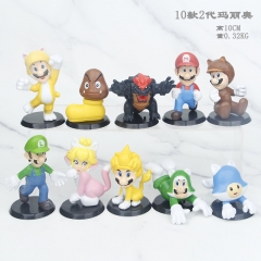 10PCS/SET 10CM Super Mario Bro Cartoon PVC Anime Figure Set