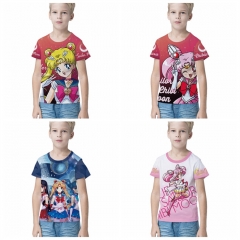 5 Styles Pretty Soldier Sailor Moon Cartoon Pattern T Shirt For Child Kids Anime Short Shirt