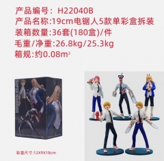 5PCS/SET 19CM Chainsaw Man Denji Power Makima Cartoon Anime PVC Figure Set