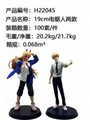 2PCS/SET 19CM Chainsaw Man Denji Power Cartoon Anime PVC Figure Set