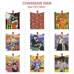 9 Styles 100*135CM Chainsaw Man Cartoon Color Printing Cosplay Anime Blanket