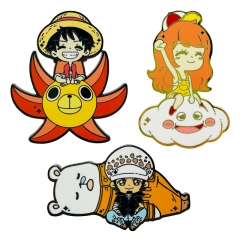 3 Styles One Piece Cartoon Character Pattern Alloy Pin Anime Brooch