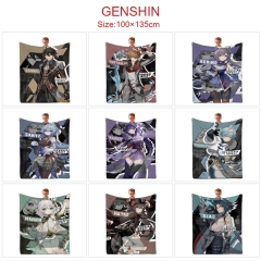 10 Styles 100*135CM Genshin Impact Cartoon Color Printing Cosplay Anime Blanket