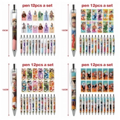 12PCS/SET 4 Styles One Piece Cartoon Pattern Anime Ballpoint Pen
