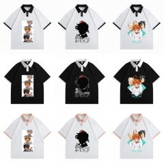 33 Styles 3 Colors The Promised Neverland Cartoon Pattern Anime Polo T Shirts