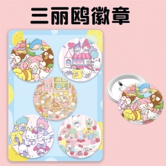 5PCS/SET 45MM Cinnamoroll Melody Kuromi Alloy Anime Badge Brooch
