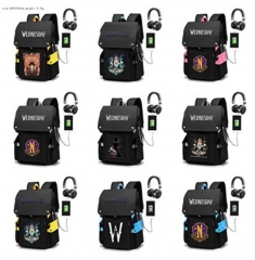 12 Styles Wednesday Addams Cartoon Anime Canvas Backpack Bag