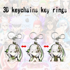 2 Styles Genshin Impact Cartoon Pattern 3D Motion Anime Keychain