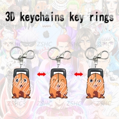 2 Styles Chainsaw Man Cartoon Pattern 3D Motion Anime Keychain