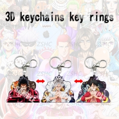 2 Styles One Piece Cartoon Pattern 3D Motion Anime Keychain