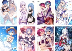 3 Styles 8pcs/set 42*29CM Re:Life in a Different World from Zero Cartoon Cosplay Decoration Anime Paper Poster