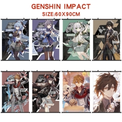 8 Styles 60*90CM Genshin Impact Scroll Cartoon Pattern Decoration Anime Wallscroll