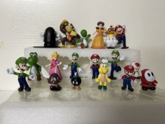 18PCS/SET 3~7cm Super Mario Bro Princess Peach Daisy Luigi Anime Figure Set