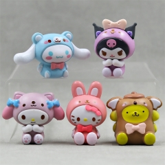 5PCS/SET 5.5cm Q Versions My Melody Hello Kitty Kuromi Cartoon Anime PVC Figure Set Model Toy