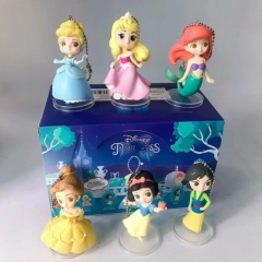 6.5CM 6PCS/SET Disney Princess Cartoon Pendant Anime PVC Figure