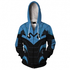 Young Justice Blue Beetle Cosplay Anime Zipper Hoodie