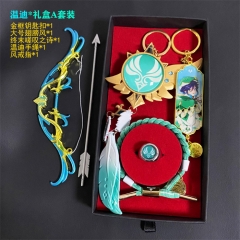24 Styles Genshin Impact Venti Vision Weapon Anime Sword Keychain Set Gift Box