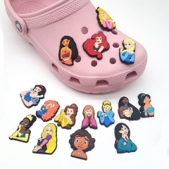 15PCS/SET Disney Princess Snow White DIY Slippers Decoration PVC Cartoon Shoe Charms Buckle Accessories