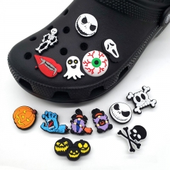 14PCS/SET Horror Movie The Nightmare Before Christmas DIY Slippers Decoration PVC Cartoon Shoe Charms Buckle Accessories