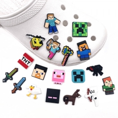 18PCS/SET Minecraft DIY Slippers Decoration PVC Cartoon Shoe Charms Buckle Accessories