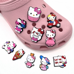 10PCS/SET Sanrio Hello Kitty DIY Slippers Decoration PVC Cartoon Shoe Charms Buckle Accessories