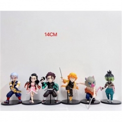 6PCS/SET 14CM Demon Slayer: Kimetsu no Yaiba Anime PVC Figure Set Toy