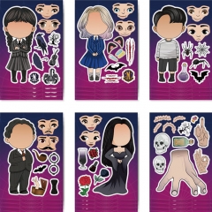 12PCS/SET Wednesday Addams Cartoon DIY Decorative Anime Sticker