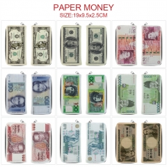 10 Styles Paper Money Cartoon Zipper PU Anime Long Wallet Purse