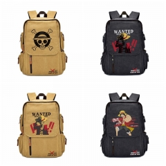 10 Styles One Piece Cartoon Canvas School Bag for Student Anime Backpack