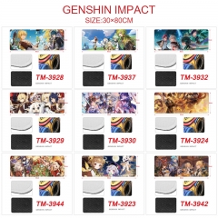 30*80CM 22 Styles Genshin Impact Cartoon Anime Mouse Pad