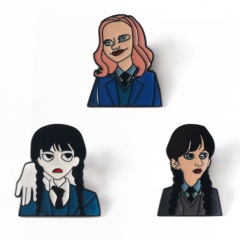 4 Styles Wednesday Addams Cartoon Alloy Pin Anime Brooch