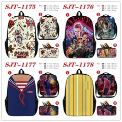 6 Styles 3PCS/SET Stranger Things Cartoon Canvas Anime Lunch Bag+Pencil Box+Backpack Bag Set